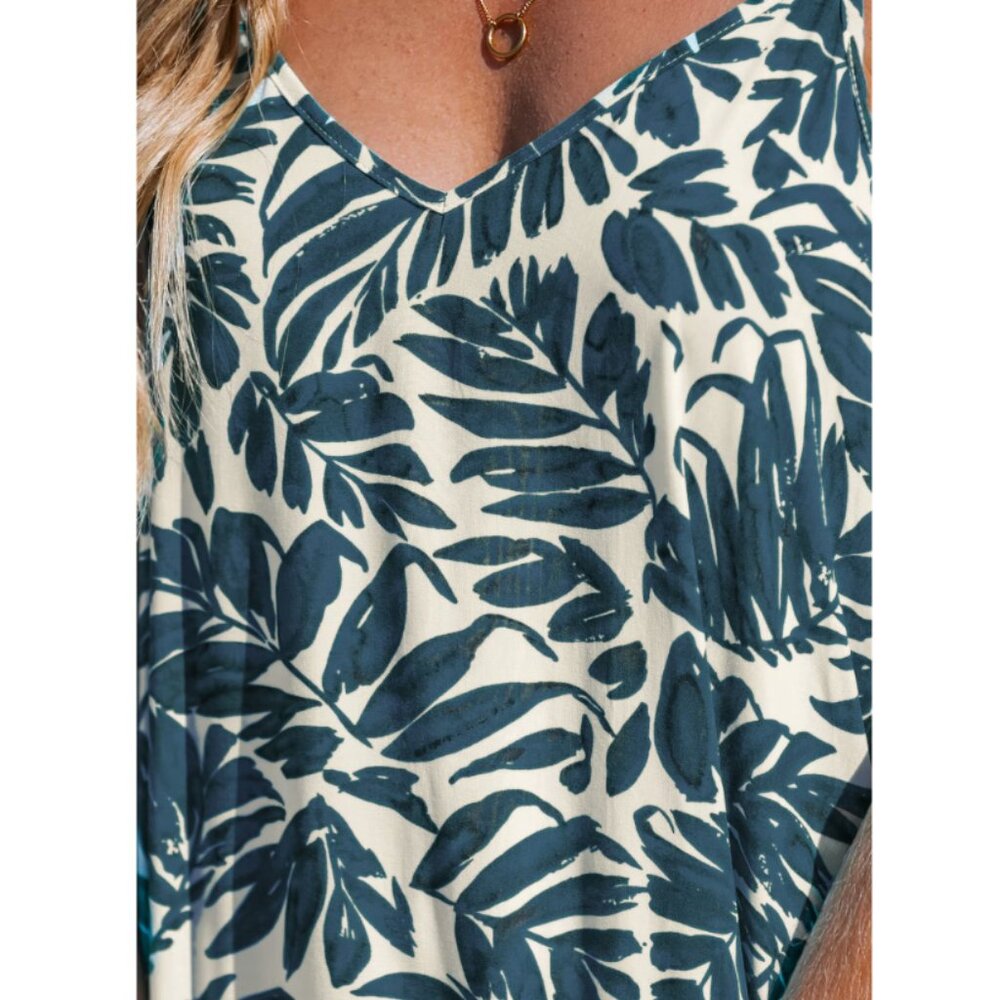 Cupshe Blue Tropical Sleeveless V-Neck Maxi Dress - Sz S - Picture 4 of 7
